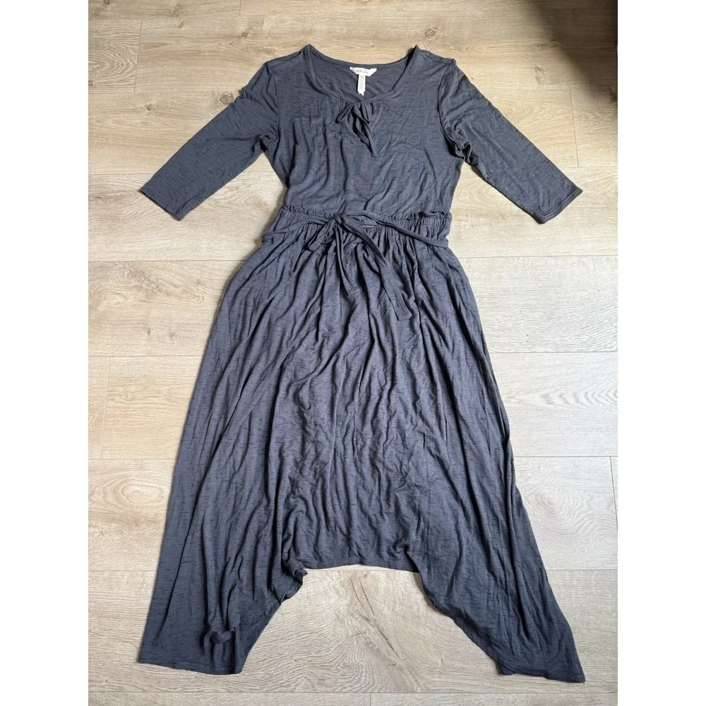 matilda jane go west maxi dress Matilda Jane Go West Maxi Dress Women's Size Medium Black Grey Neck Tie  Minimal